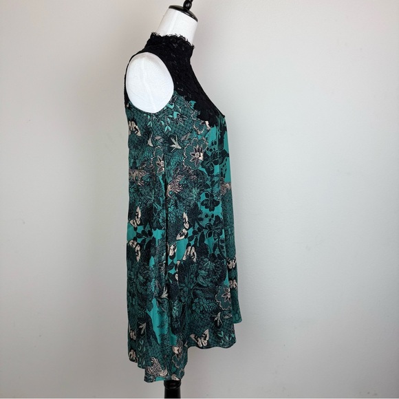 Maeve Teal and Black Lace Midi Dress - Picture 3 of 10